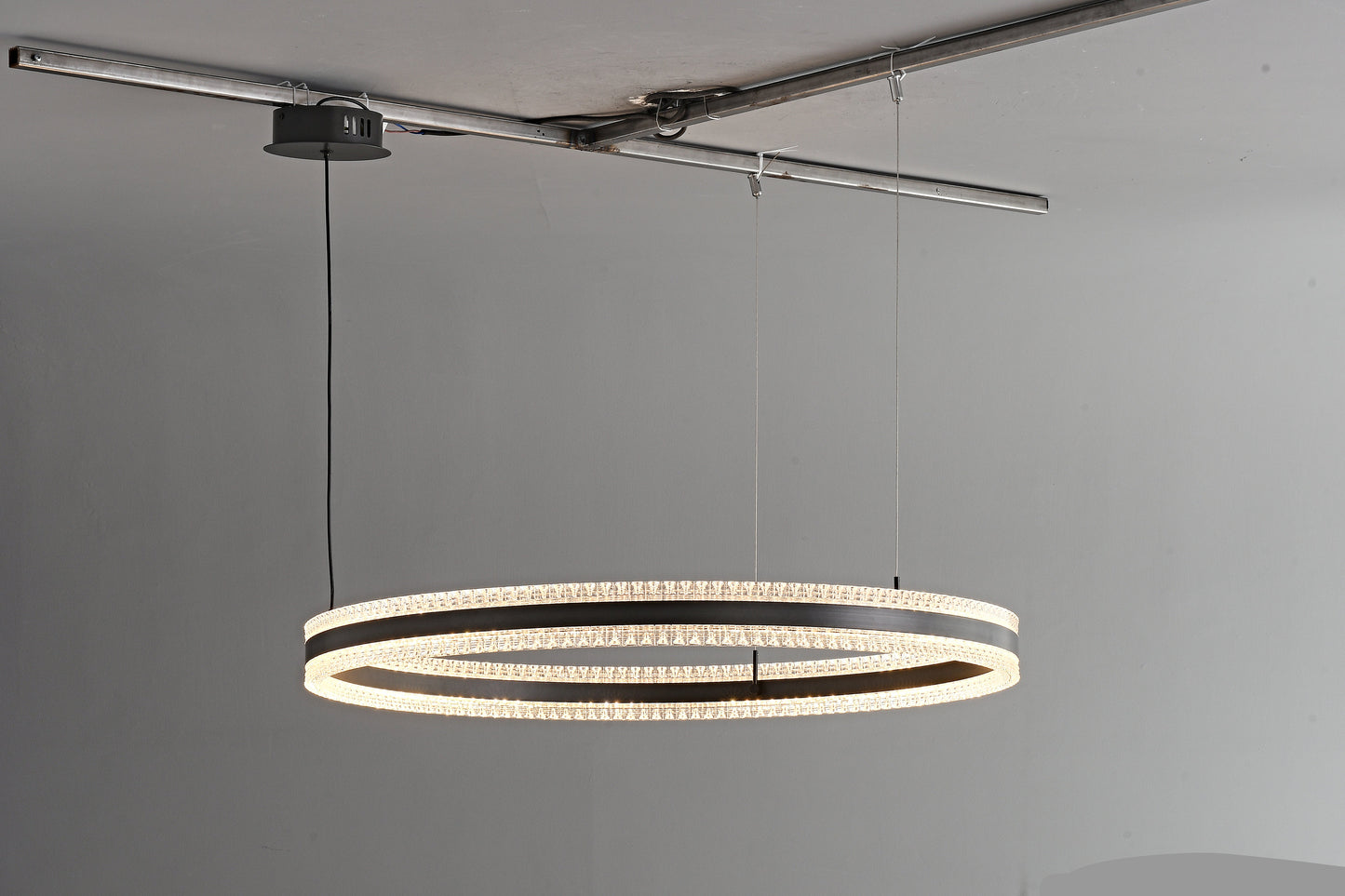 24" Wide LED Ring Cream Acrylic Pendant