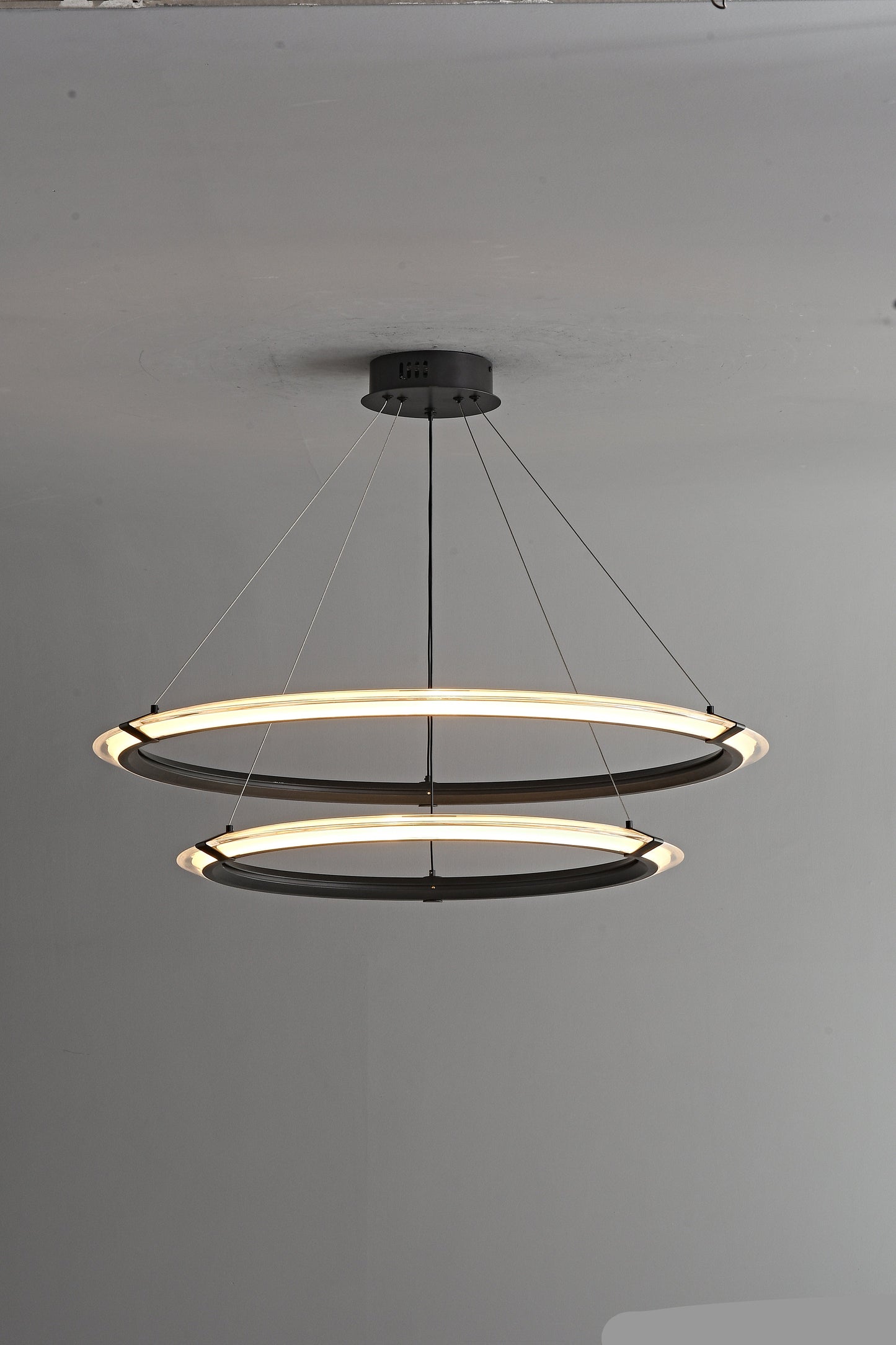 Black double ring LED pendant light