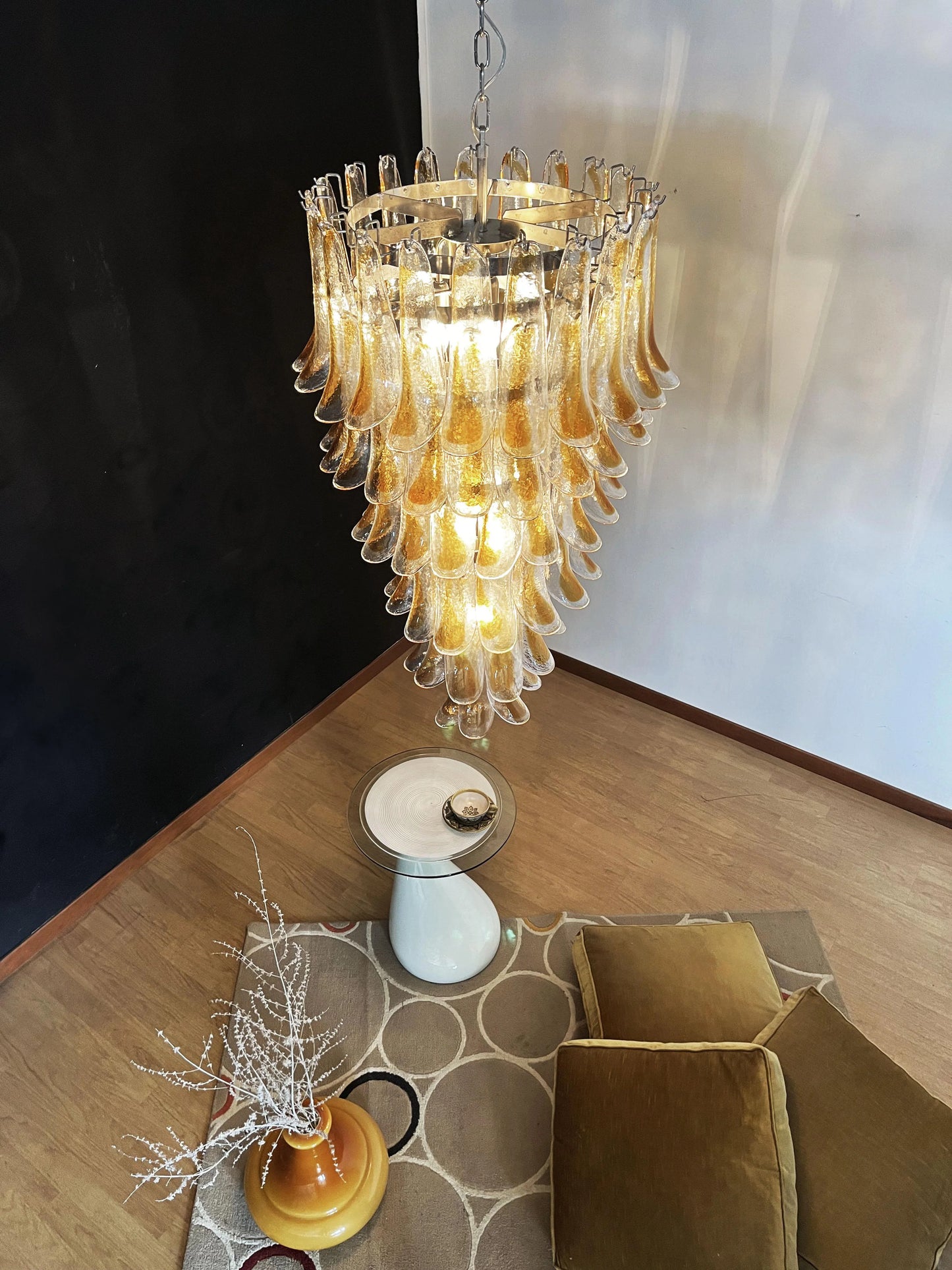 Petals Spiral Murano Transparent Chandelier