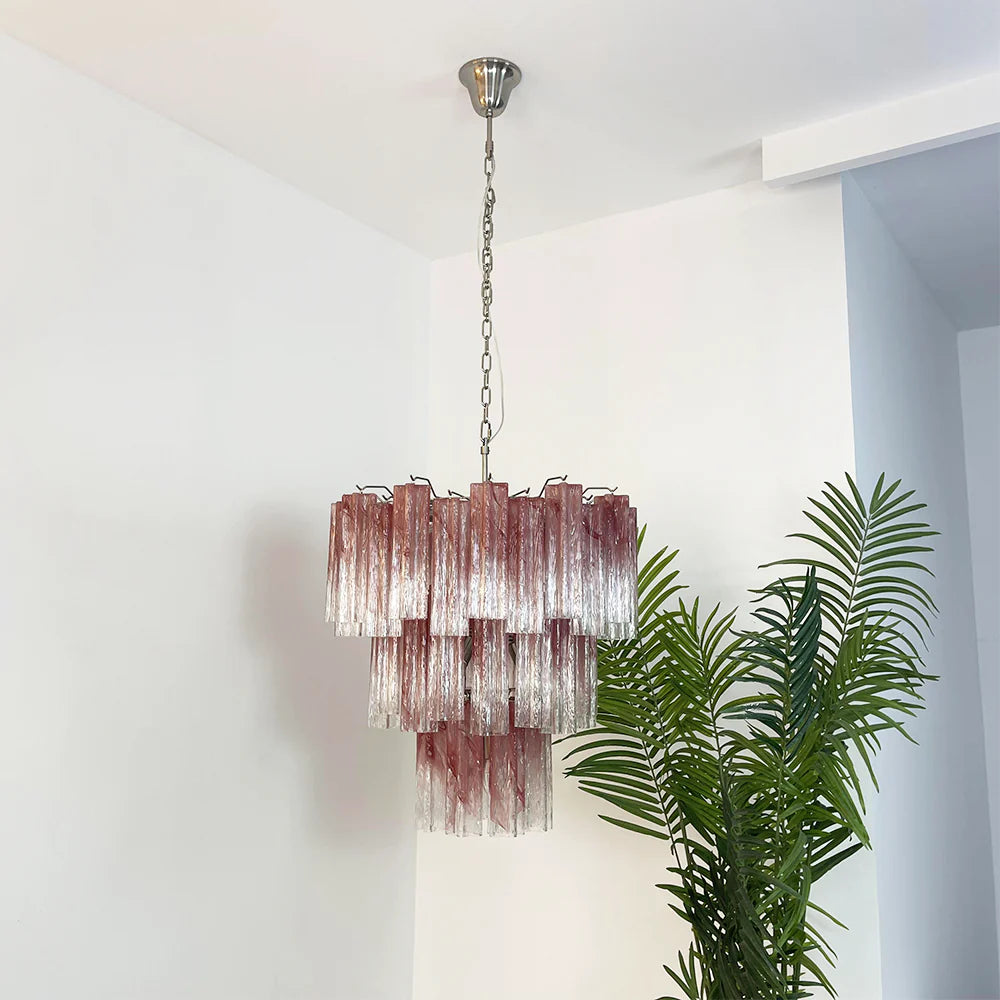 Elegant Murano Pink Rose Chandelier