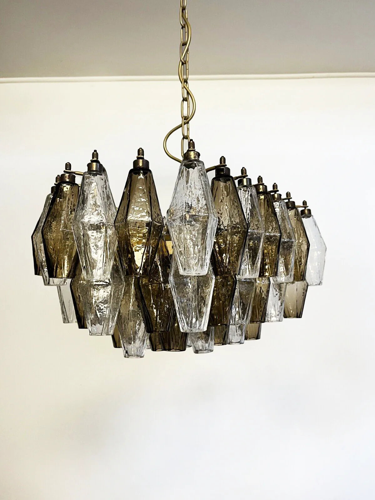 Poliedri Murano Transparent Smoked Chandelier
