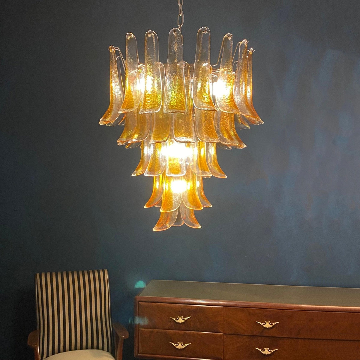 Amber Murano Glass Petals Chandelier