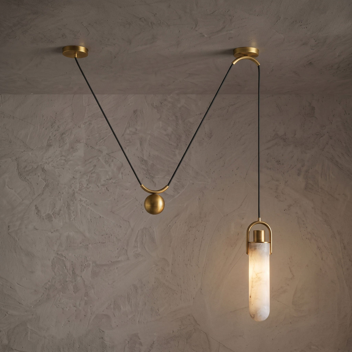 Flint Alabaster Counterweight Pendant Lamp