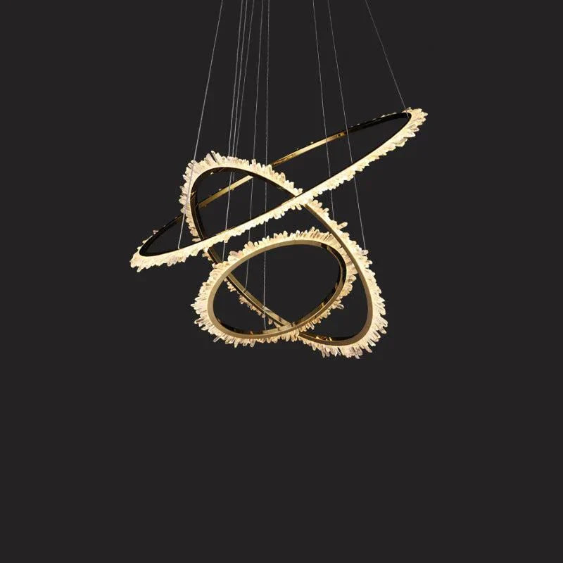 Cervine Modern Rock Crystal Ring Round Chandelier Cluster