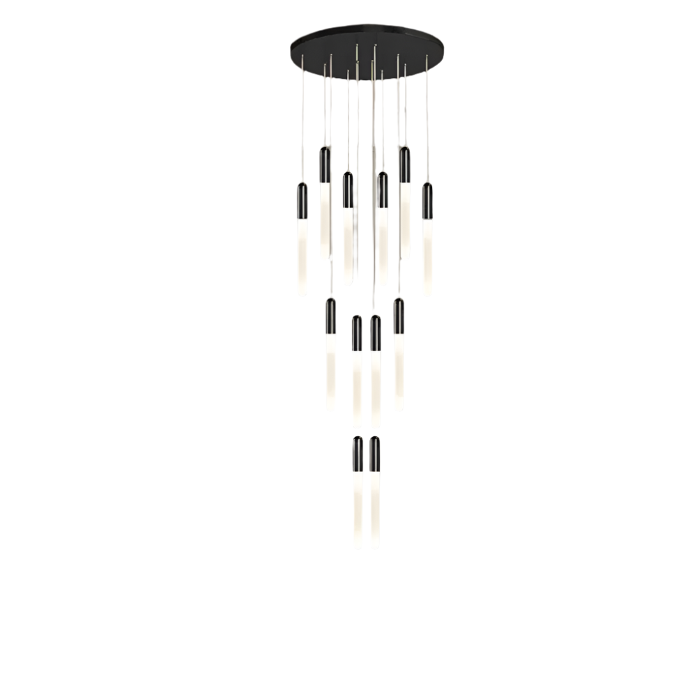 Villa Forci Duplex Staircase Foyer Chandelier, Black