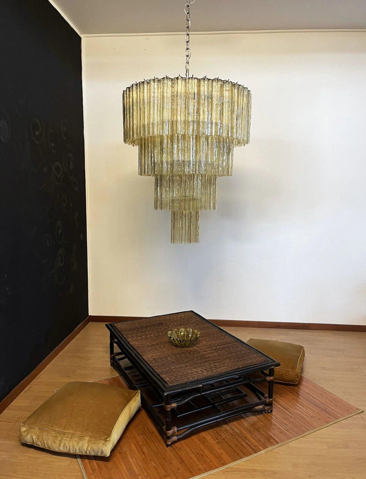 Vintage Murano Amber Glass Chandelier