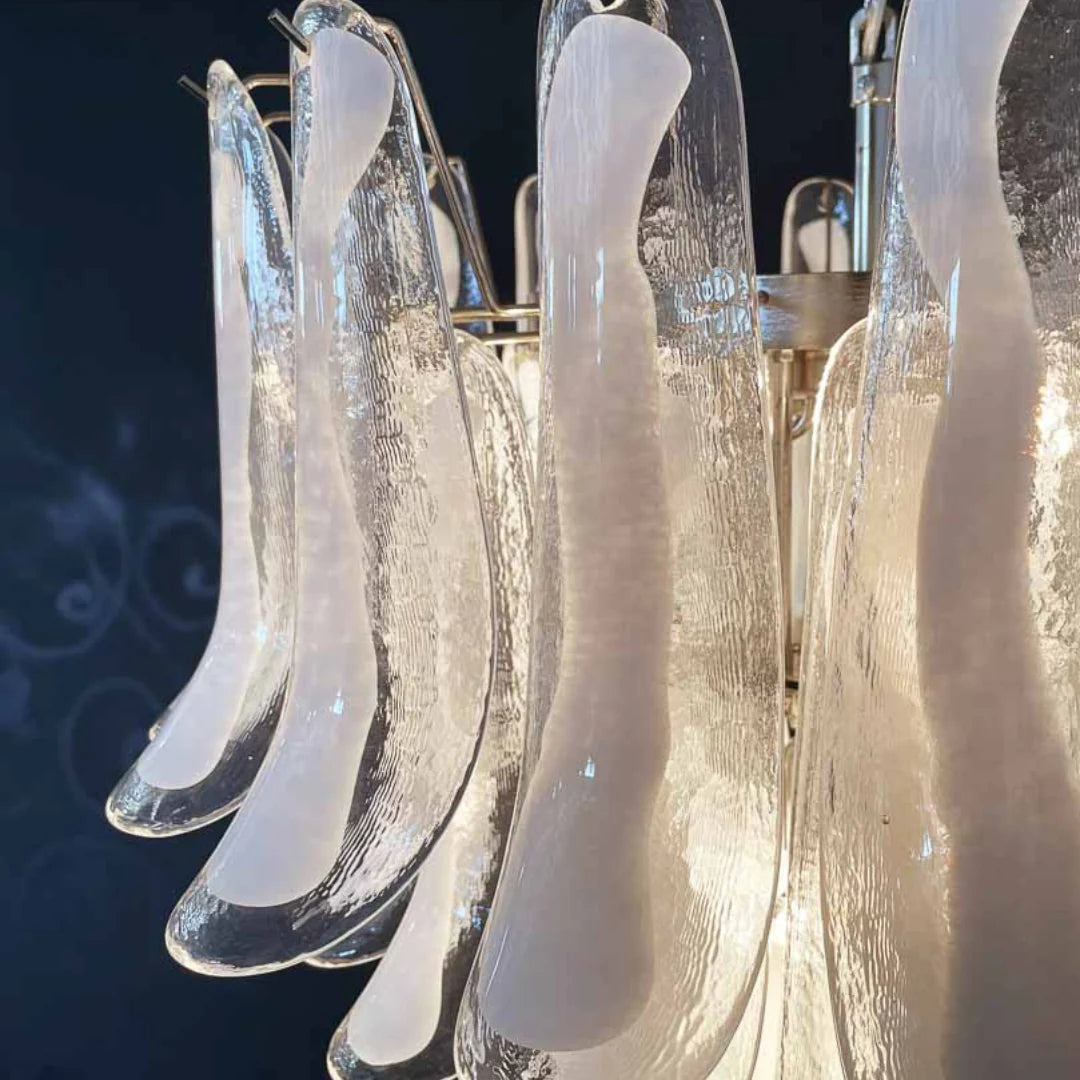 Vintage Transparent Murano Petals Chandelier