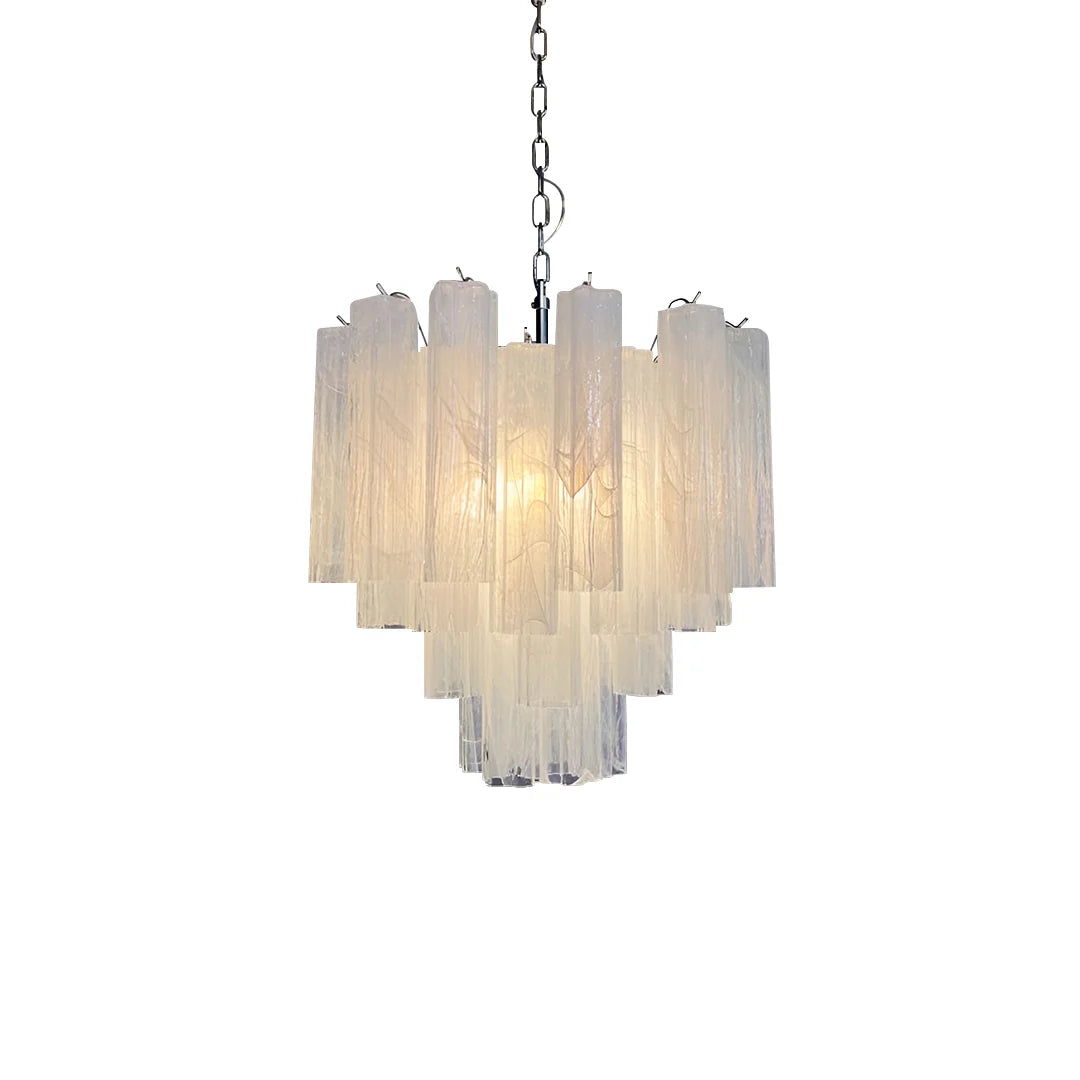 White Murano Glass Tube Chandelier