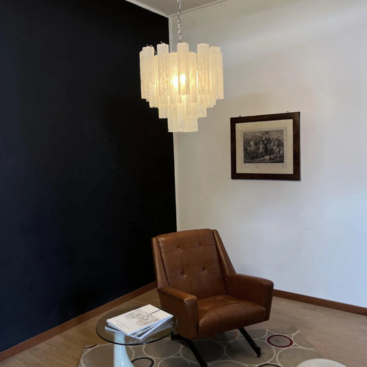 White Murano Glass Tube Chandelier
