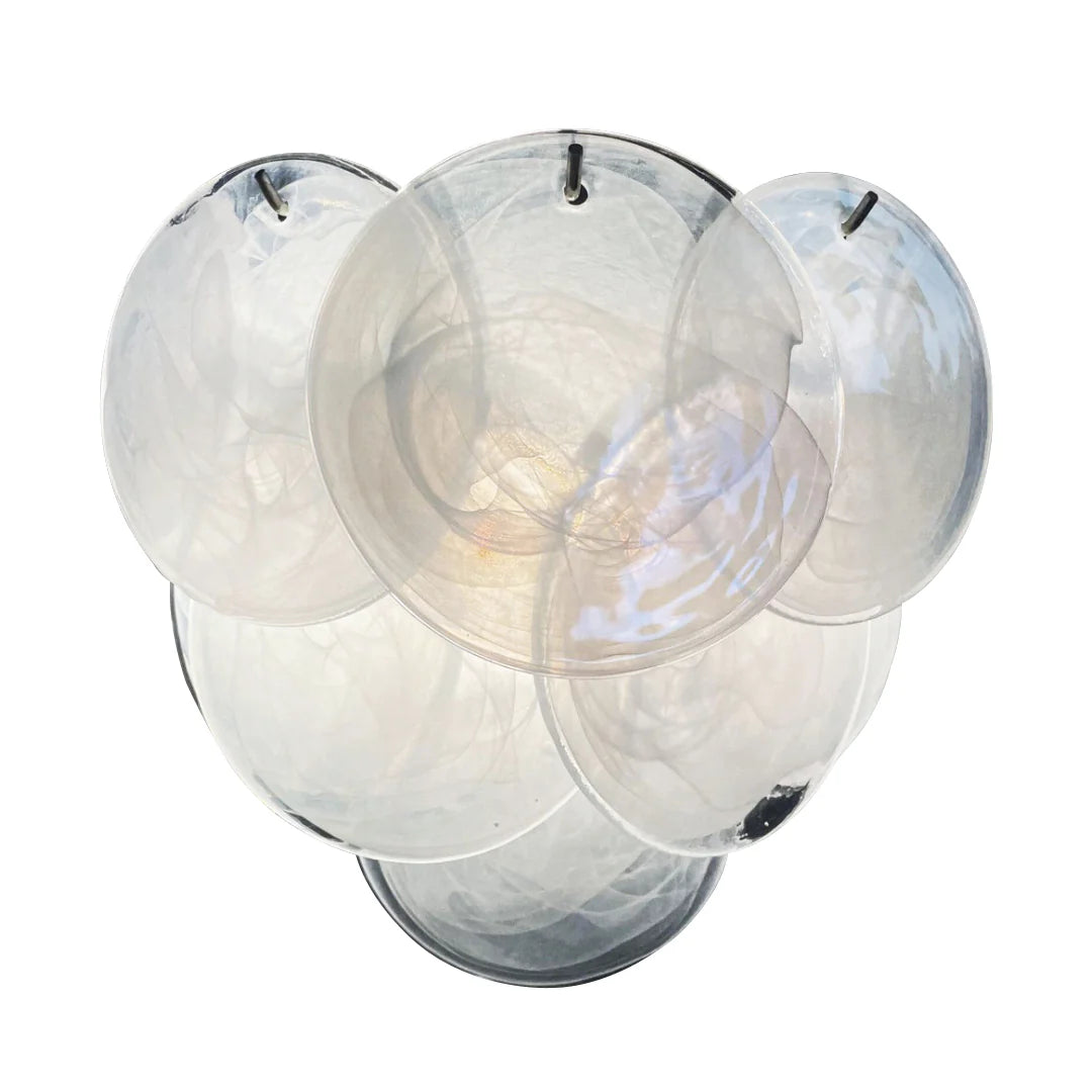 White Murano Disc Glass Wall Sconce