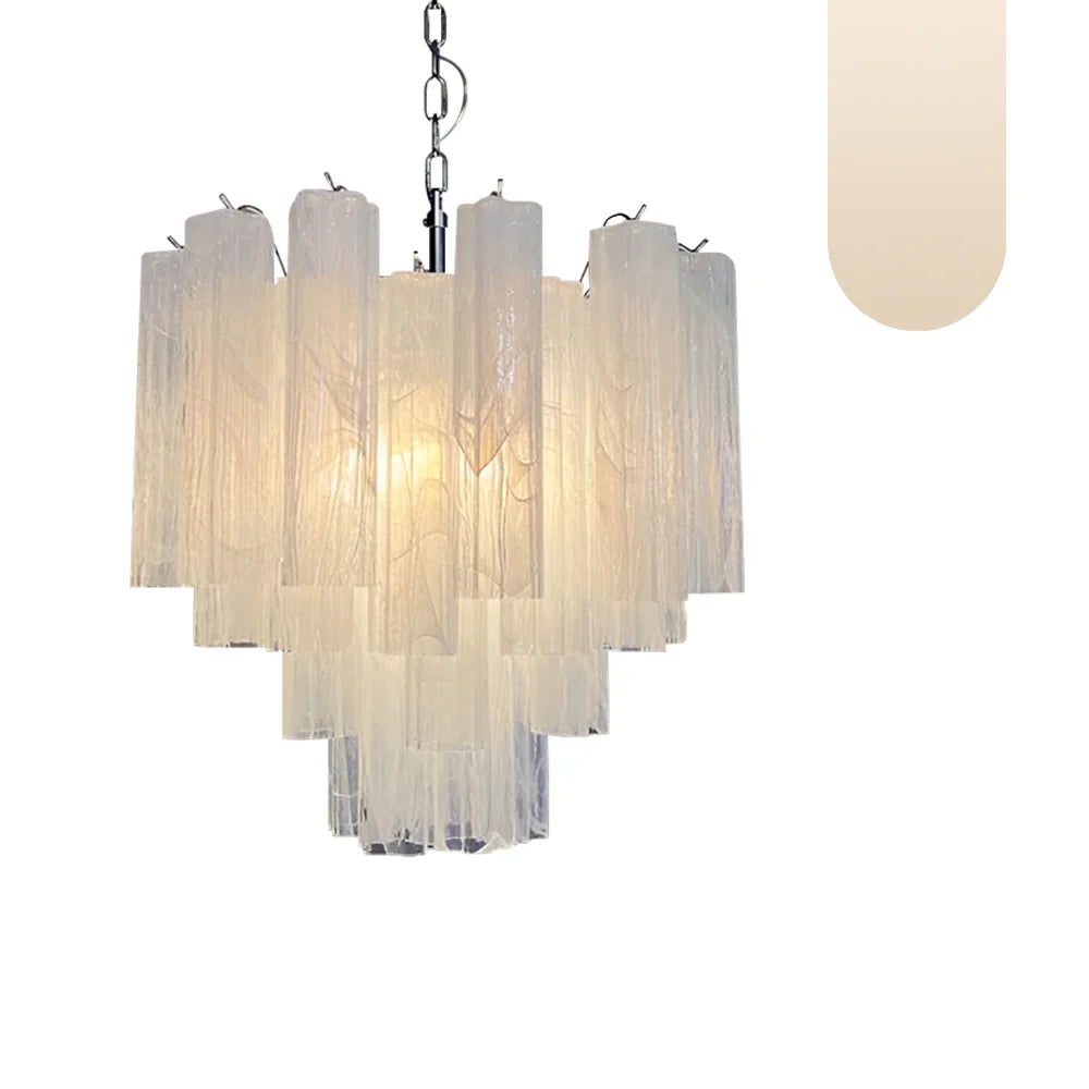 White Murano Glass Tube Chandelier