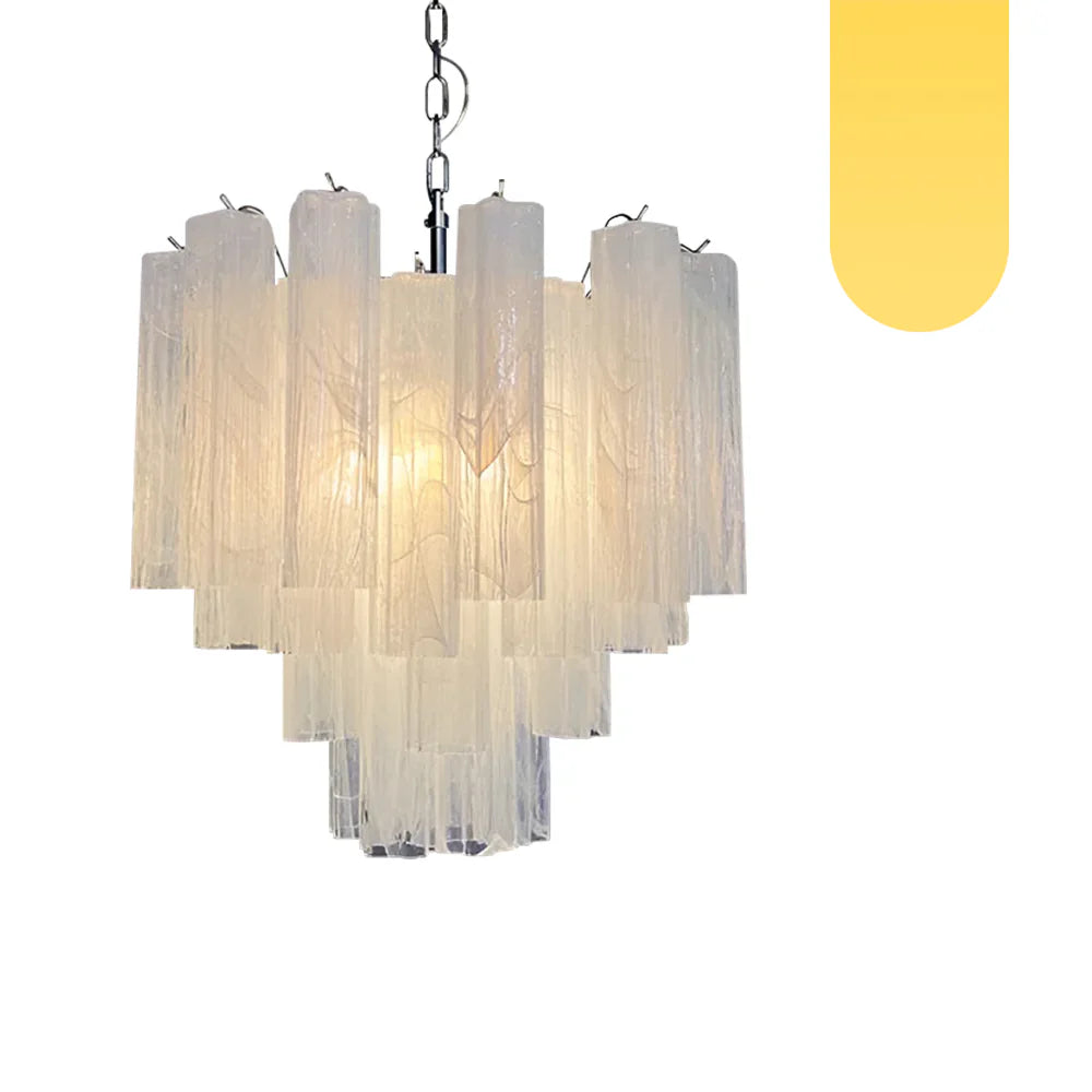 White Murano Glass Tube Chandelier