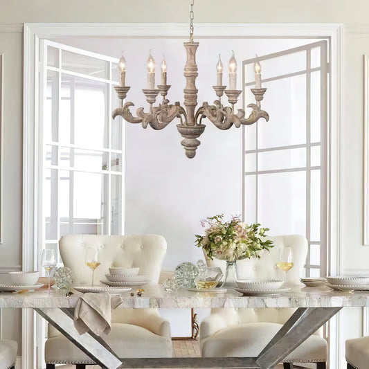 Wooden Roman Column Chandelier