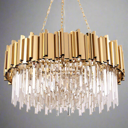 Gio Crystal Chandelier, Polished Gold