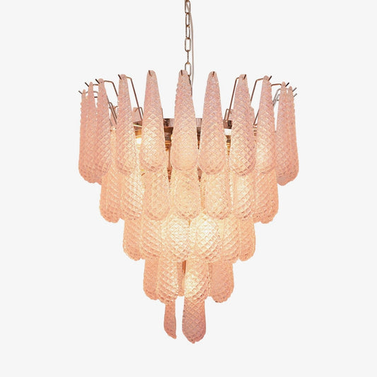 Murano Pink Glass Dewdrop Chandelier