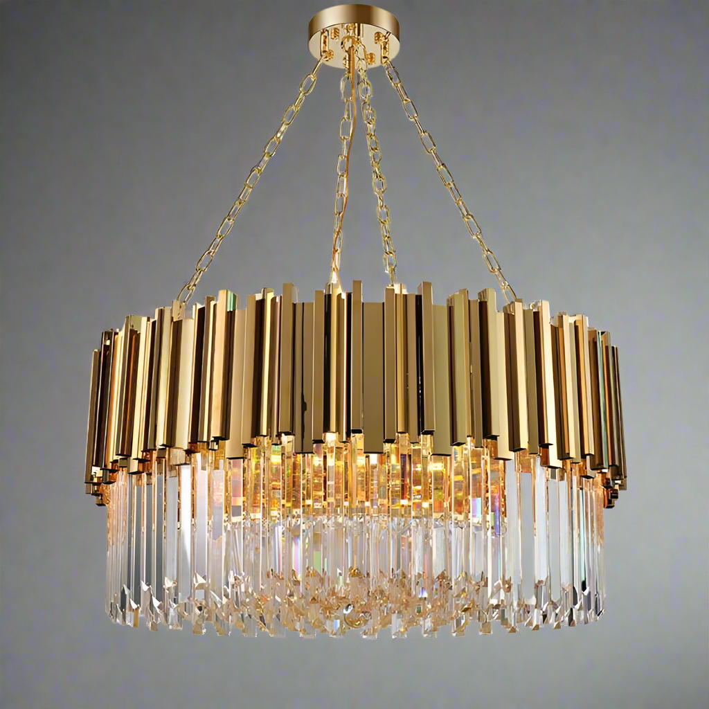 Gio Crystal Chandelier, Polished Gold