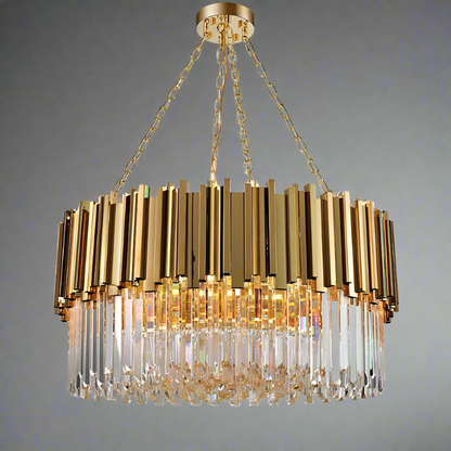 Gio Crystal Chandelier, Polished Gold