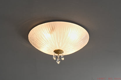 Brass crystal ceiling light with glass shade