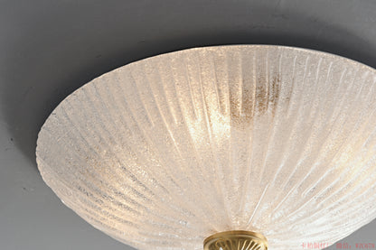 Brass crystal ceiling light with glass shade