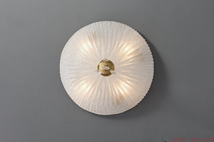 Brass crystal ceiling light with glass shade