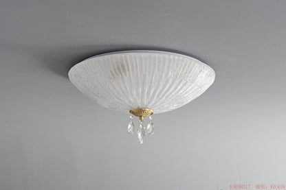 Brass crystal ceiling light with glass shade
