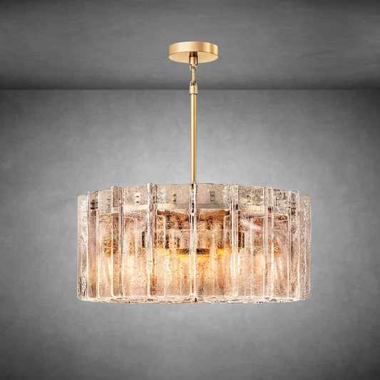 Lattace Smoke Glass Round Chandelier 36''48"