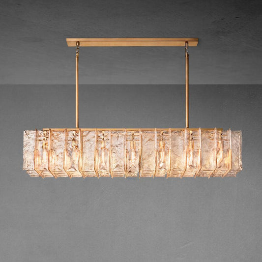 Lattace Smoke Glass Rectangular Chandelier 49"67''