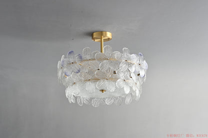 Round two layers glass chandelier