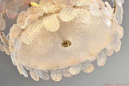 Round two layers glass chandelier