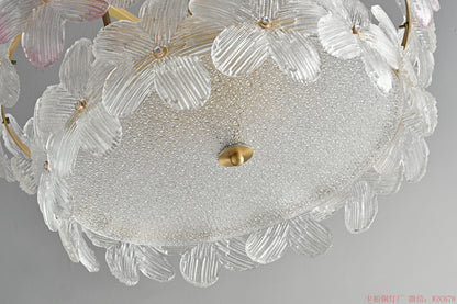 Round two layers glass chandelier