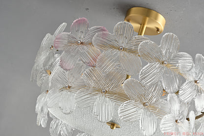 Round two layers glass chandelier