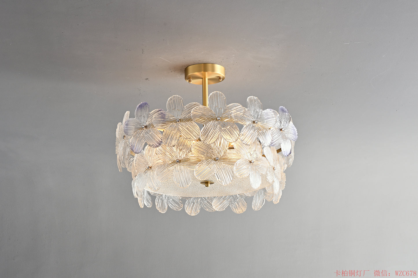 Round two layers glass chandelier