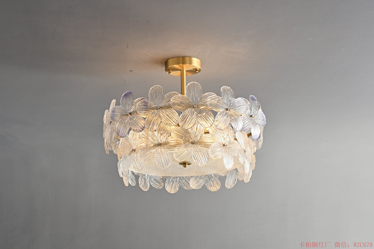Round two layers glass chandelier