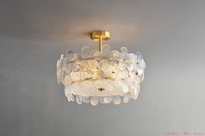 Round two layers glass chandelier