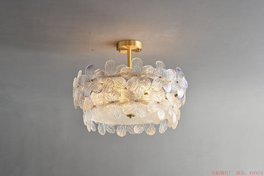 Round two layers glass chandelier