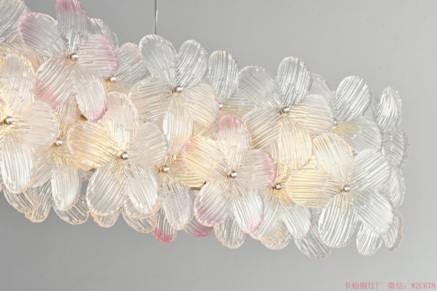 Long glass dinning chandelier