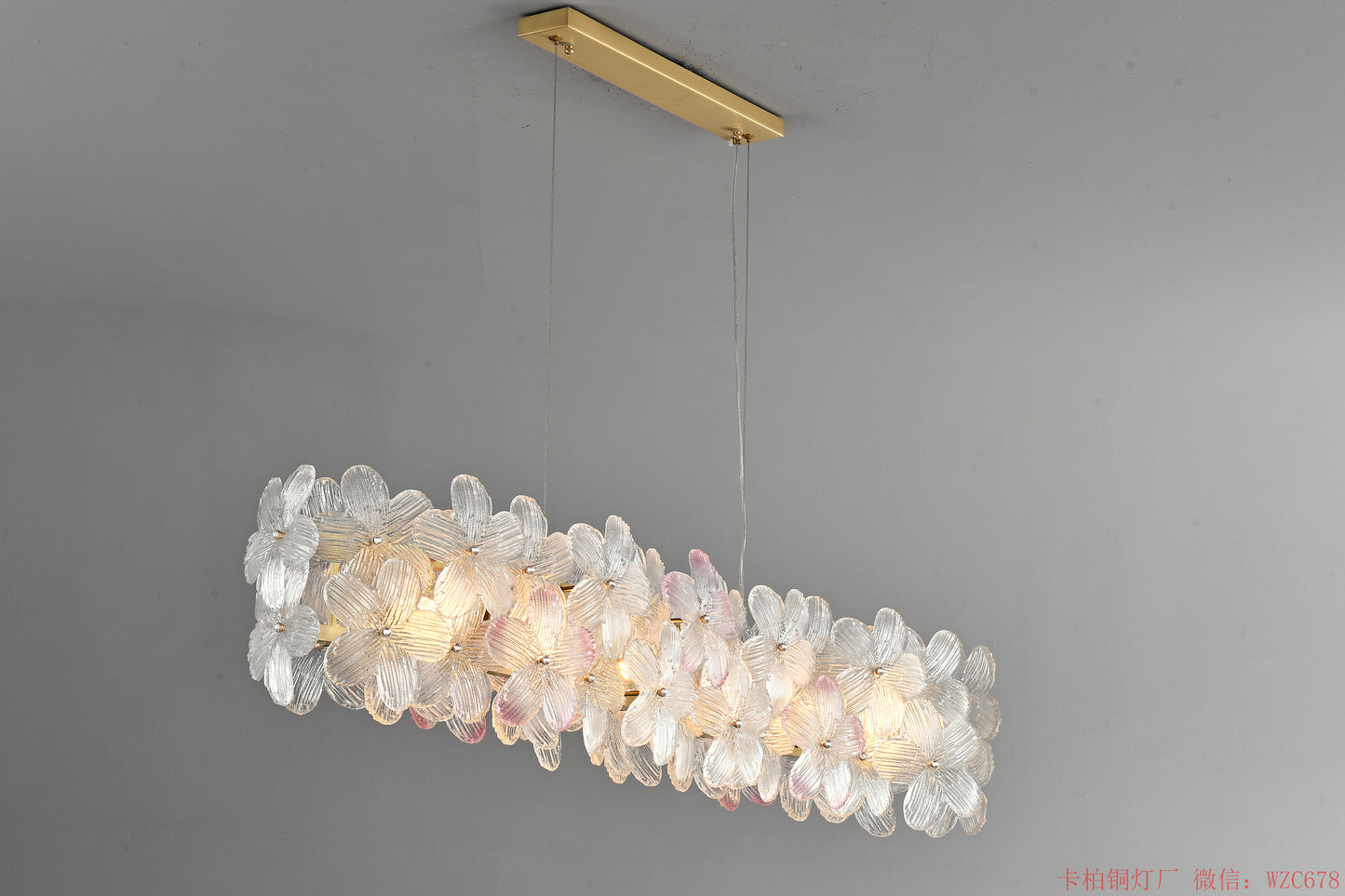 Long glass dinning chandelier