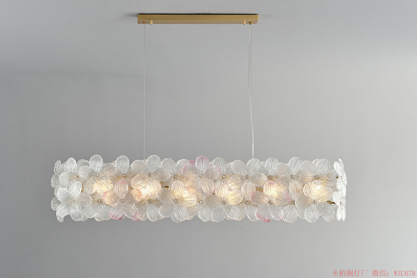 Long glass dinning chandelier