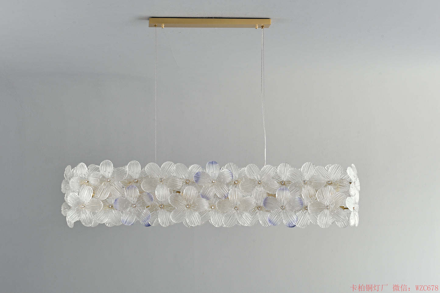 Long glass dinning chandelier
