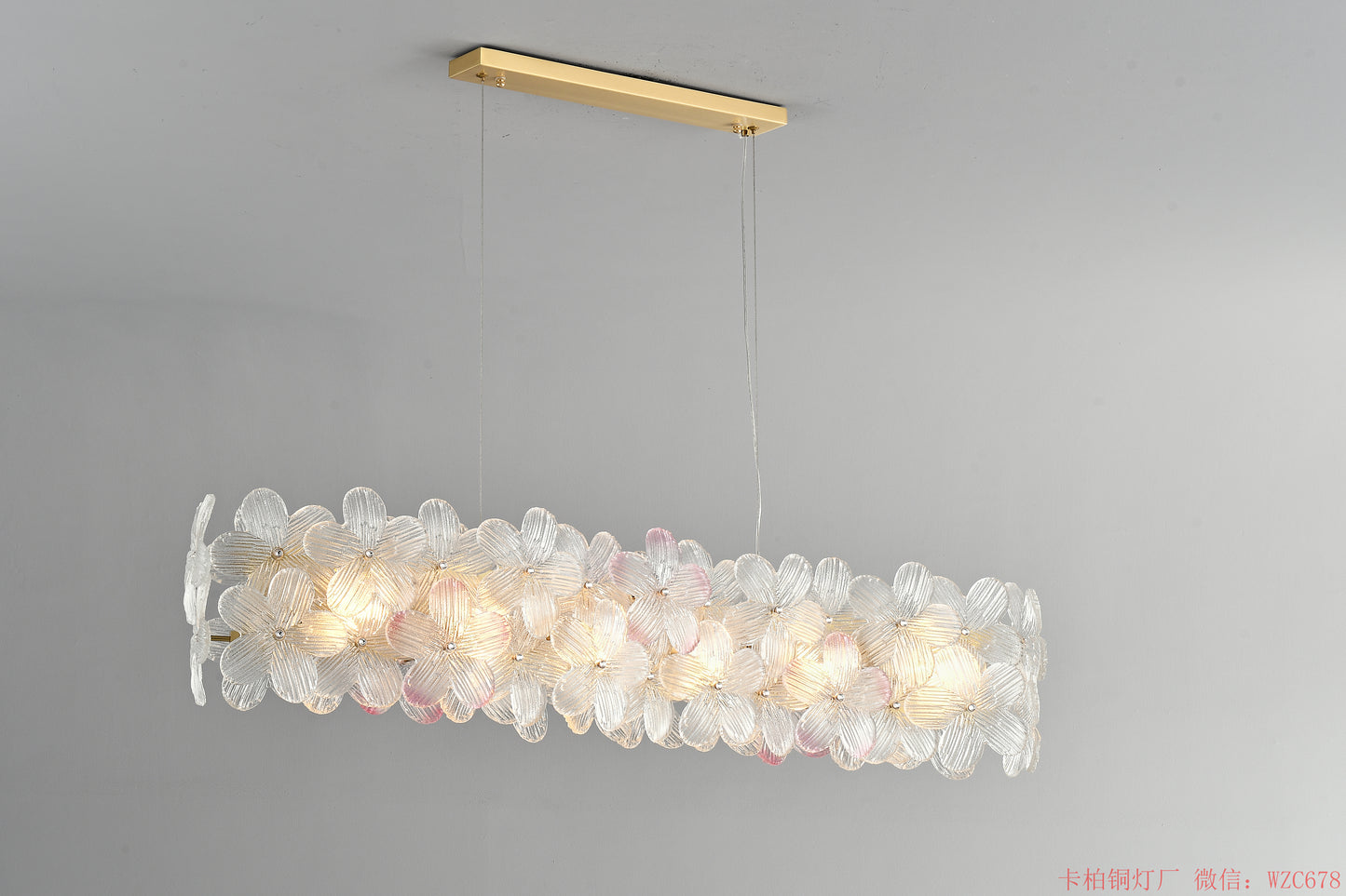 Long glass dinning chandelier