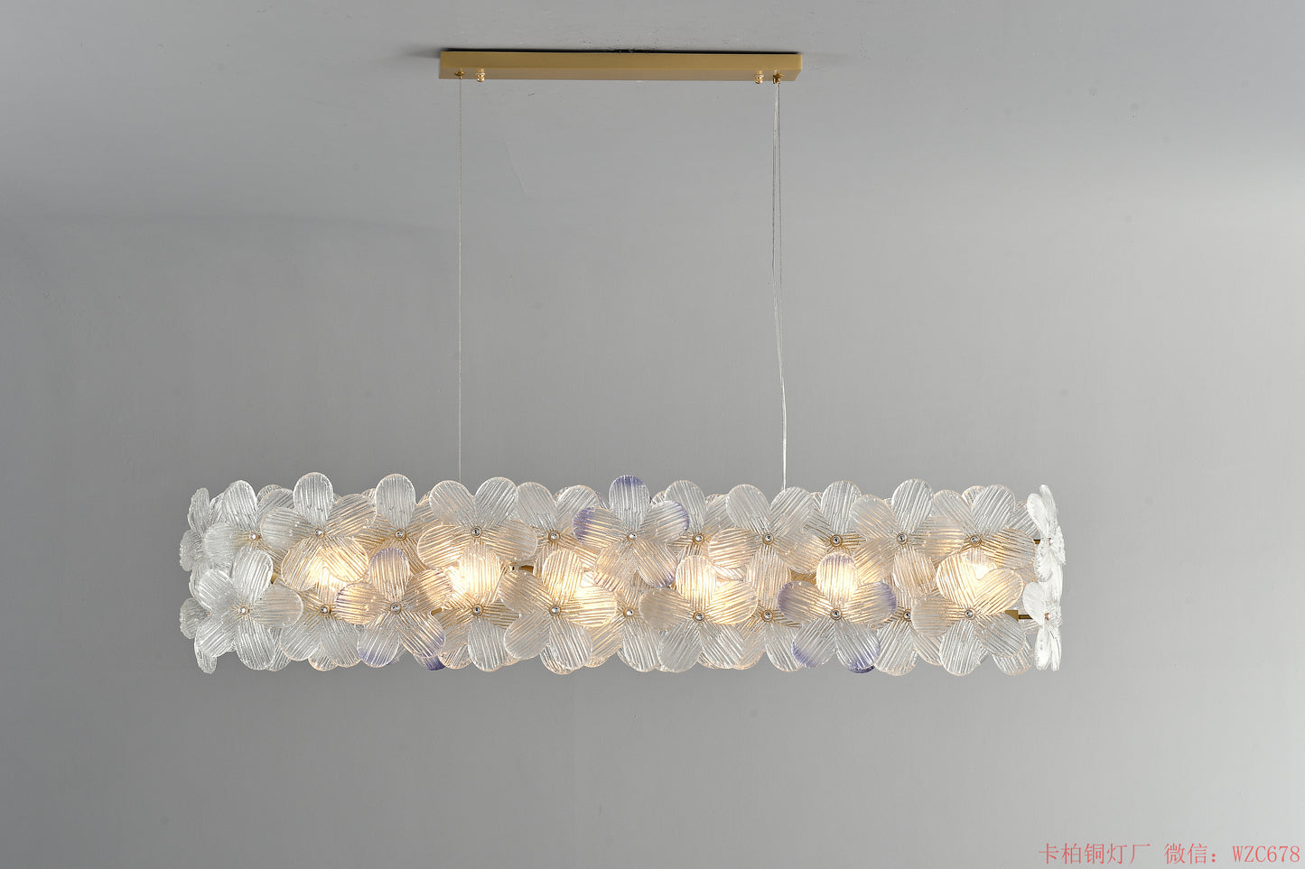 Long glass dinning chandelier