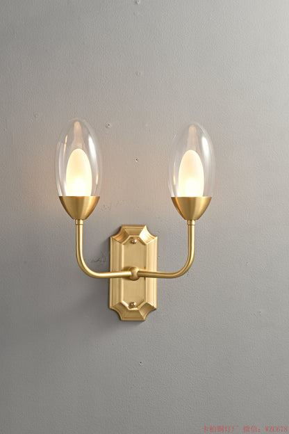 Brass eggs glass wall sconces