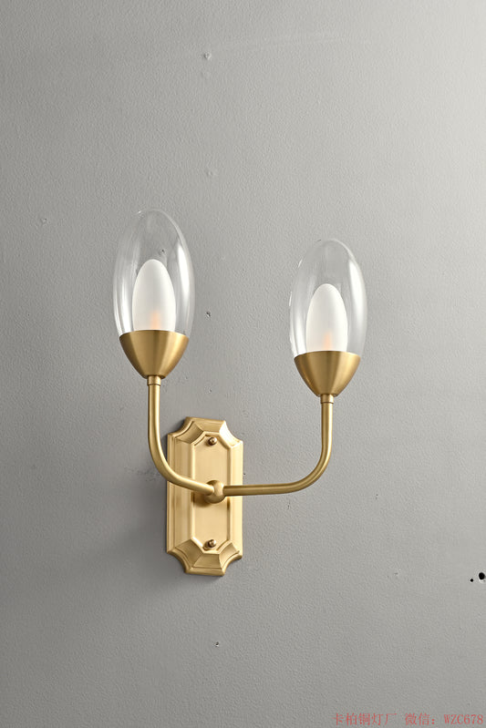 Brass eggs glass wall sconces
