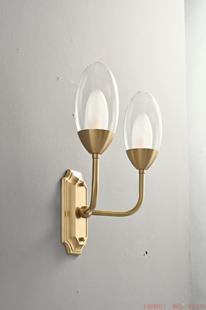 Brass eggs glass wall sconces