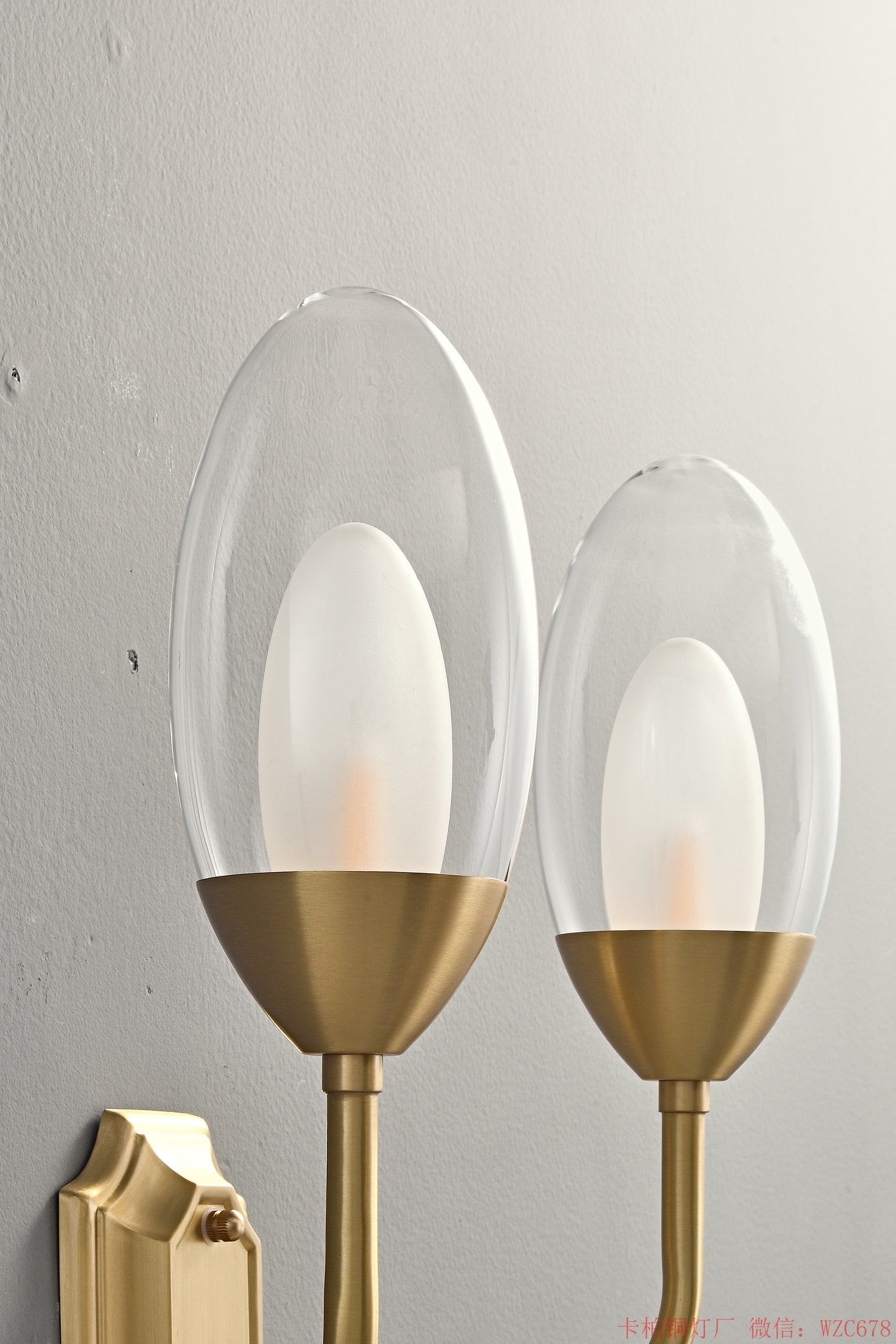 Brass eggs glass wall sconces