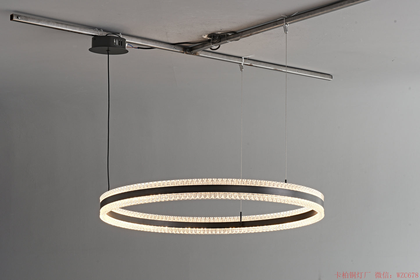 24" Wide  LED Ring Cream Acrylic Pendant