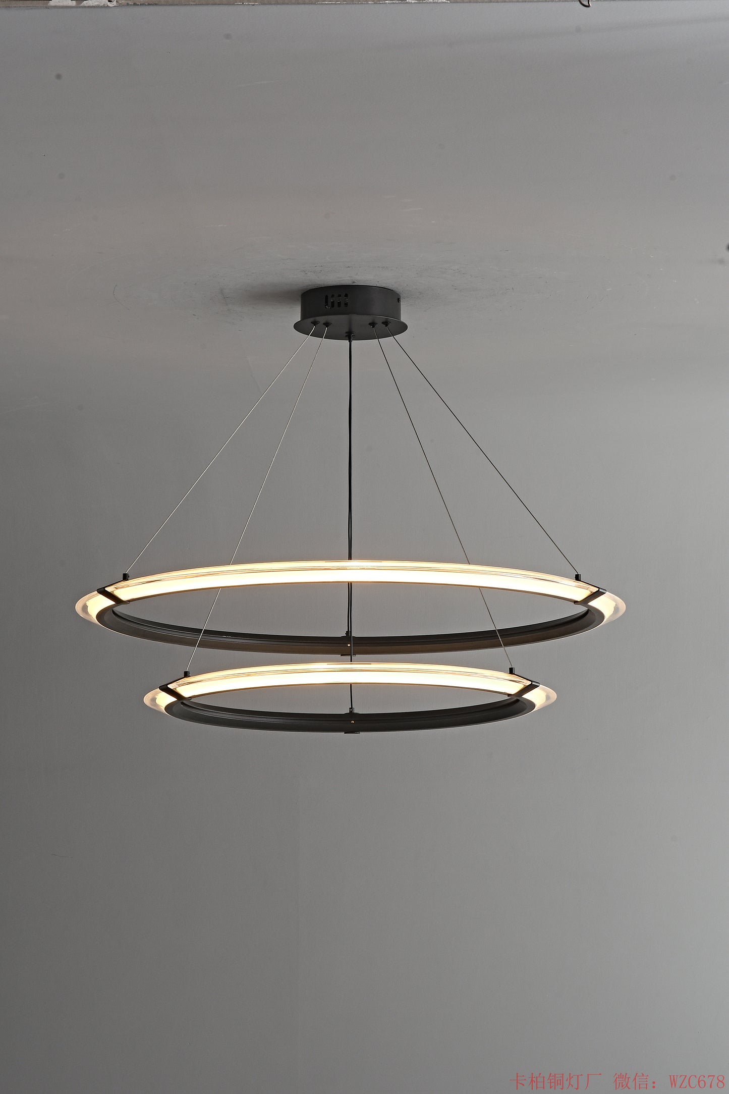 Black double ring LED pendant light