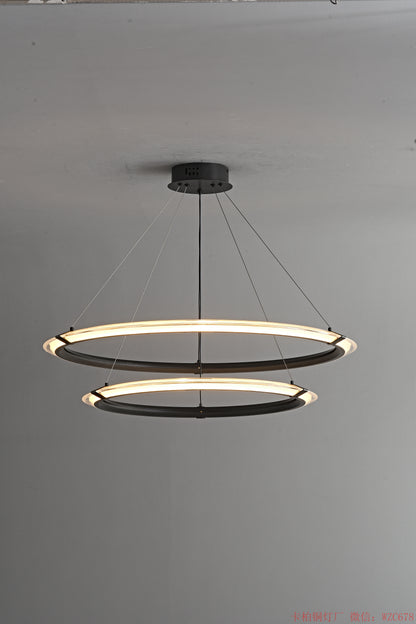 Black double ring LED pendant light