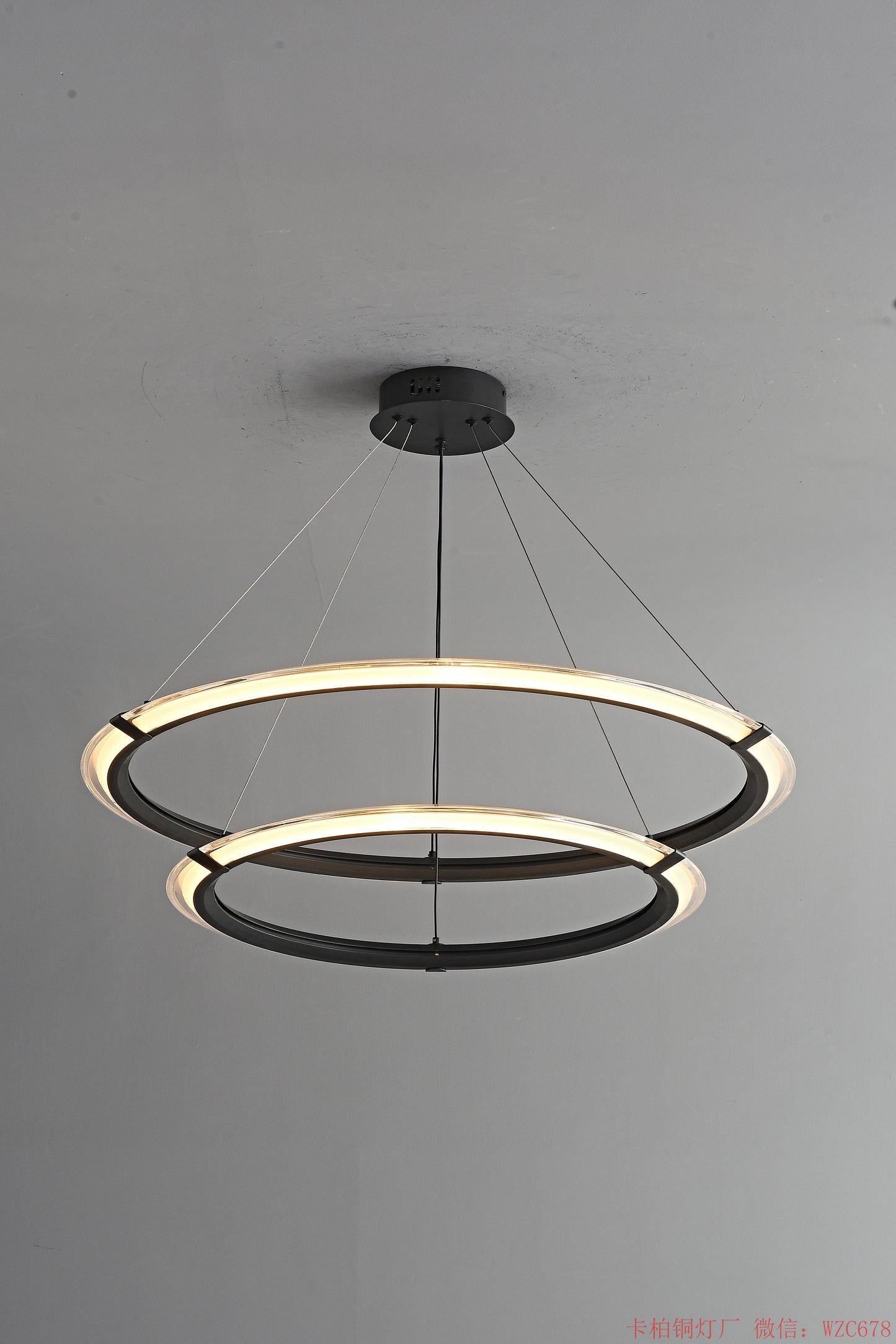 Black double ring LED pendant light