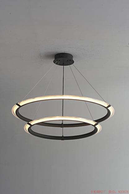 Black double ring LED pendant light